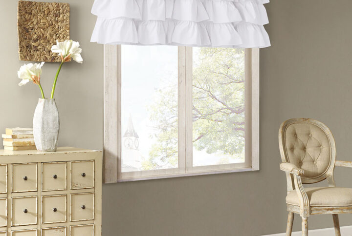 Anna Cotton Oversized Ruffle Valance in White From Madison Park