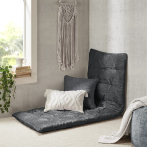 Edelia Poly Chenille Lounge Floor Pillow Cushion in Charcoal From Intelligent Design