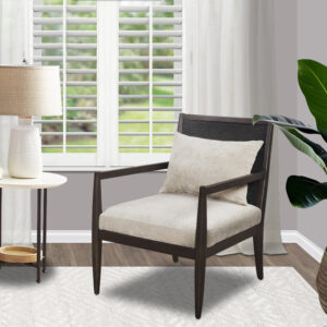 Lillie Handcrafted Seagrass Back Armchair with Removable Seat Cushion and Back Pillow in Brown From Madison Park