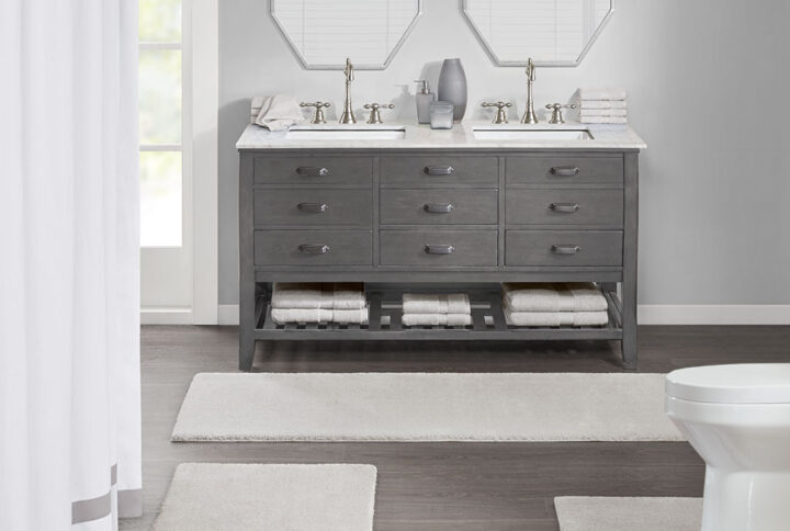 Marshmallow Bath Rug in Taupe From Madison Park Signature