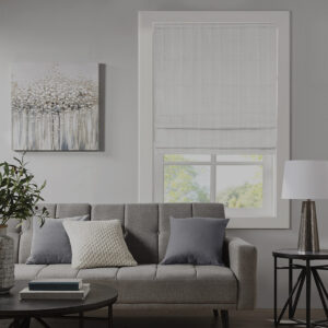 Galen Basketweave Total Blackout Roman Shade in White From Madison Park