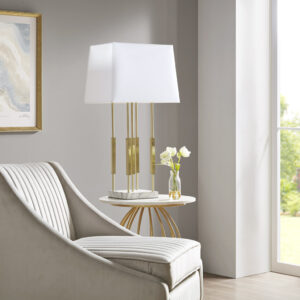 Doyer Metal Table Lamp in Gold/White From Martha Stewart