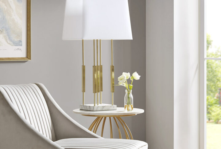 Doyer Metal Table Lamp in Gold/White From Martha Stewart