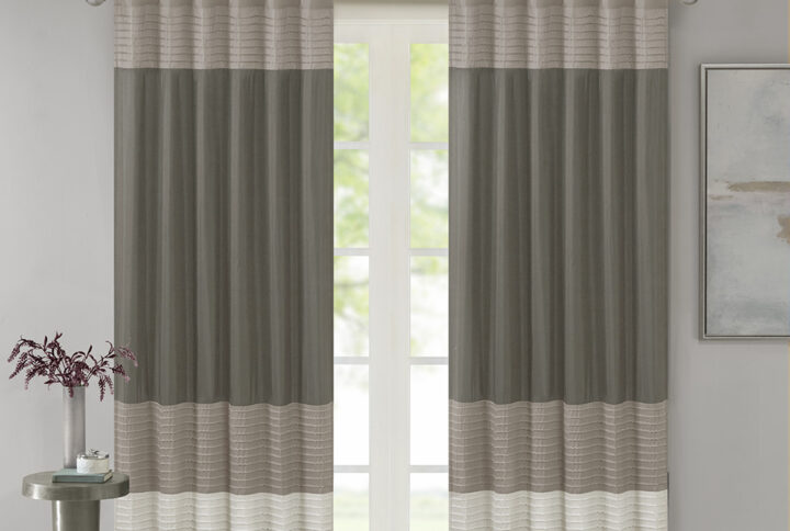 Amherst Polyoni Pintuck Curtain Panel in Natural From Madison Park