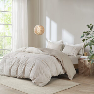 Dover 3 Piece Organic Cotton Oversized Duvet Cover Set in Natural From Clean Spaces