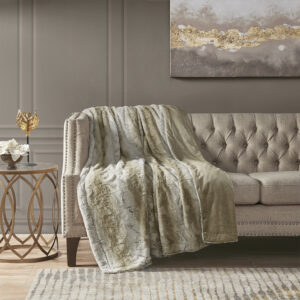 Zuri Oversized Faux Fur Throw in Sand From Madison Park