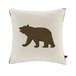 Bear Square Berber Pillow in White From Woolrich