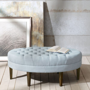 Martin Surfboard Tufted Ottoman in Dusty Blue From Madison Park