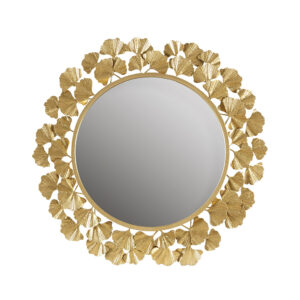 Eden Gold Gingko Leaf Round Wall Mirror 30.5" in Gold From Martha Stewart