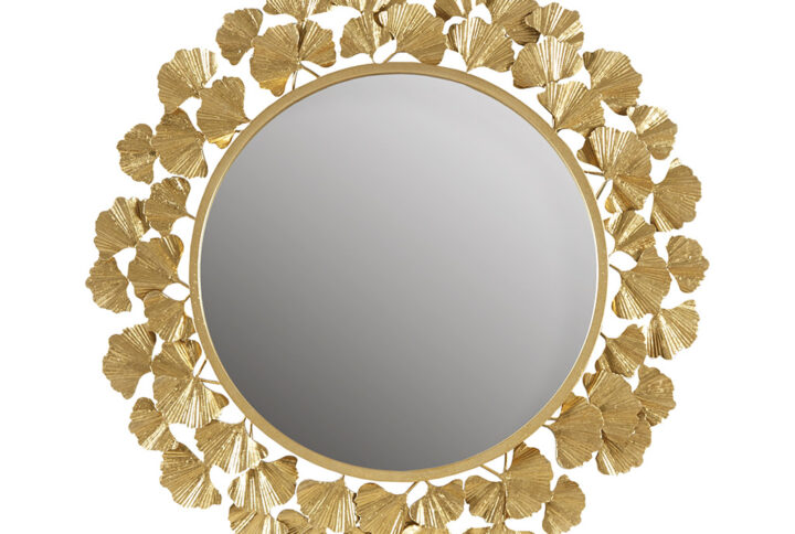 Eden Gold Gingko Leaf Round Wall Mirror 30.5" in Gold From Martha Stewart