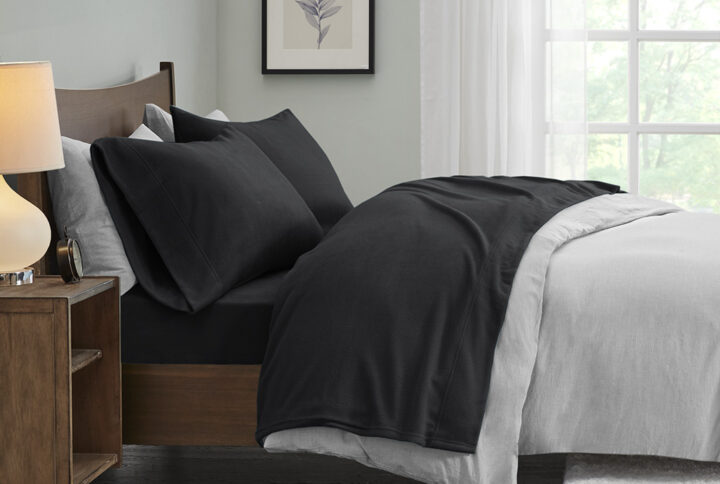 Micro Fleece Sheet Set in Black From True North by Sleep Philosophy