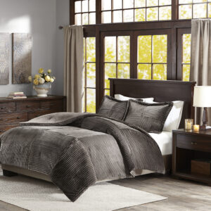 Parker Plush Down Alternative Comforter Set in Grey From Madison Park