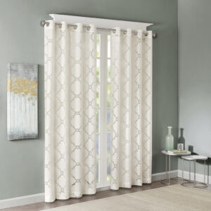 Eden Fretwork Burnout Sheer Curtain Panel in Ivory From Madison Park