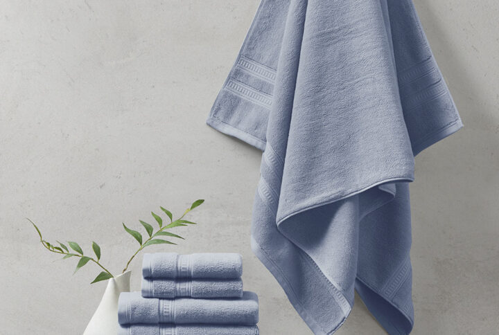 Plume 100% Cotton Feather Touch Antimicrobial Towel 6 Piece Set in Blue From Beautyrest