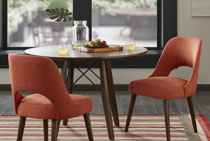 Nola Dining Side Chair (Set of 2) in Orange/Dark Brown From INK+IVY