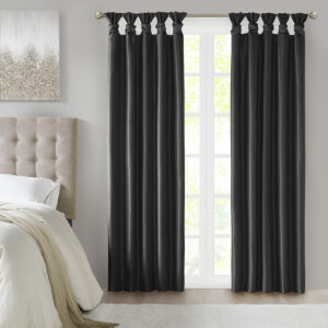 Emilia Twist Tab Total Blackout Window Curtain Panel in Black From Madison Park