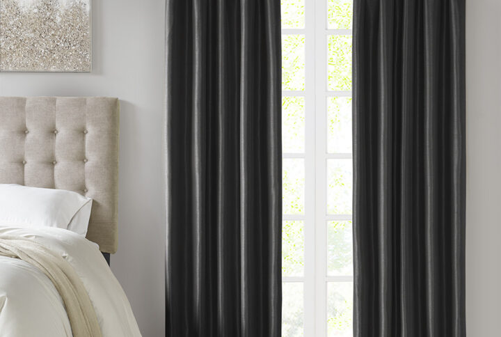 Emilia Twist Tab Total Blackout Window Curtain Panel in Black From Madison Park