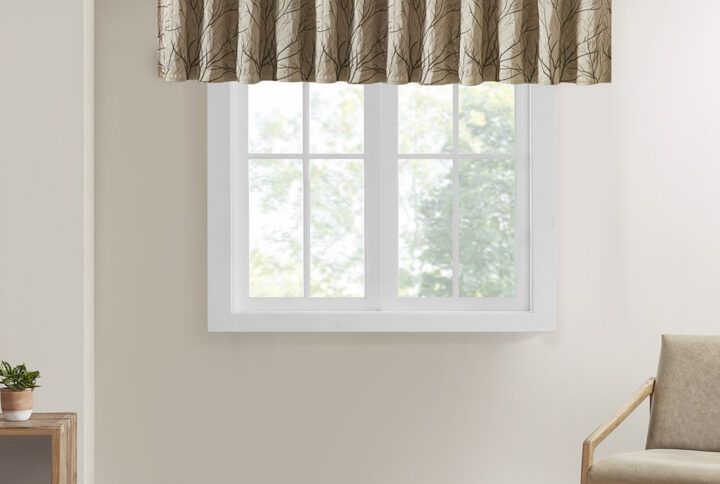 Andora Faux Silk Embroidered Window Valance in Tan From Madison Park