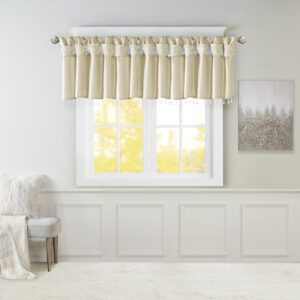 Emilia Lightweight Faux Silk Valance With Beads in Champagne From Madison Park