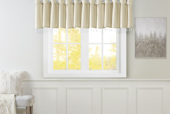 Emilia Lightweight Faux Silk Valance With Beads in Champagne From Madison Park