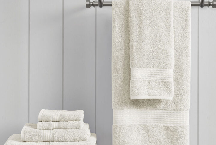 Organic 6 Piece Organic Cotton Towel Set in Ivory From Madison Park