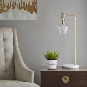 Auburn 24" H Table Lamp with Marble Base in Gold From Hampton Hill