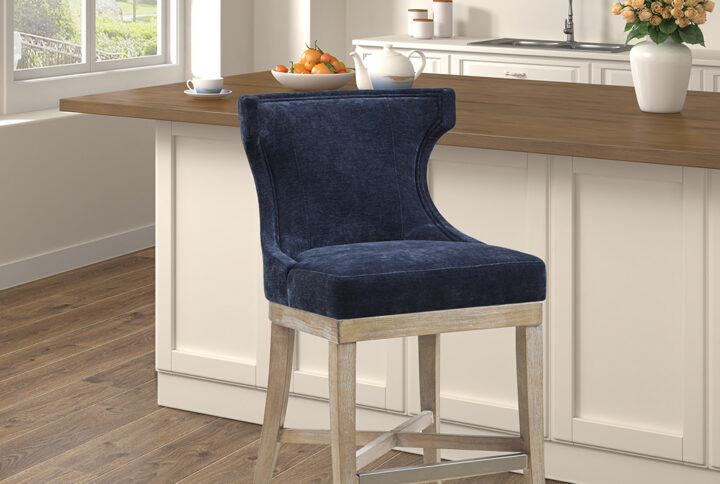 Carson Counter Stool with Swivel Seat in Navy From Madison Park