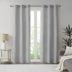 Galen Basketweave Room Darkening Curtain Panel Pair in Grey From Madison Park