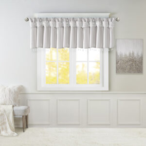 Emilia Lightweight Faux Silk Valance With Beads in Silver From Madison Park