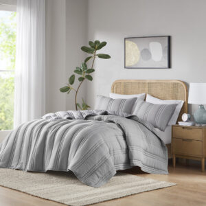 Dune Poly Gauze Quilt Set in Gray From Urban Habitat