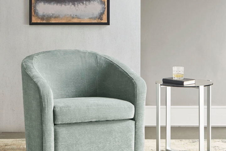 Amber Swivel Chair in Light Blue From Martha Stewart