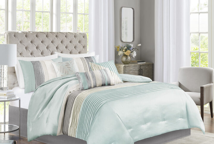 Amherst 7 Piece Comforter Set in Aqua From Madison Park