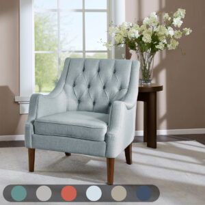 Qwen Button Tufted Accent Chair in Dusty Blue From Madison Park