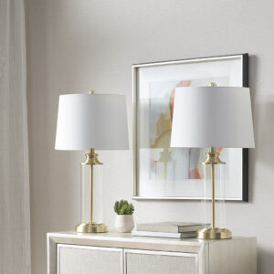 Clarity Glass Cylinder Table Lamp Set of 2 in Gold From 510 Design