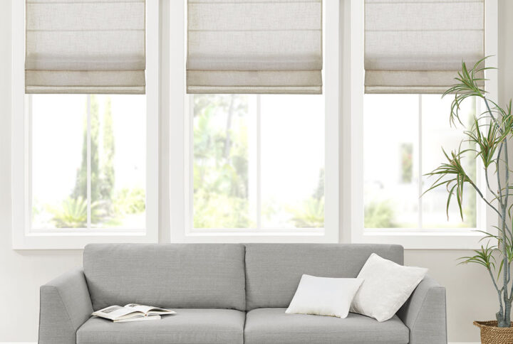 Kyler Linen Blend Light Filtering Cordless Roman Shade in Natural From Madison Park