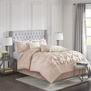 Laurel 7 Piece Tufted Comforter Set in Blush From Madison Park