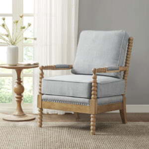 Donohue Accent Arm Chair in Light Blue/Camel Oak From Madison Park