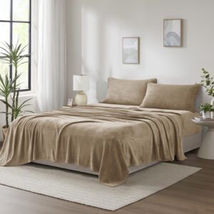 Soloft Plush Micro Plush Sheet Set in Taupe From True North by Sleep Philosophy