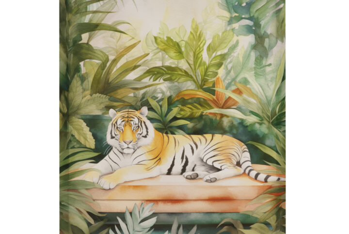 Jungle Feline Jungle Tiger Canvas Wall Art in Tiger Green Multi From Madison Park