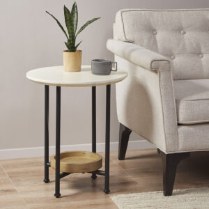 Beaumont End Table in White/Natural From Madison Park