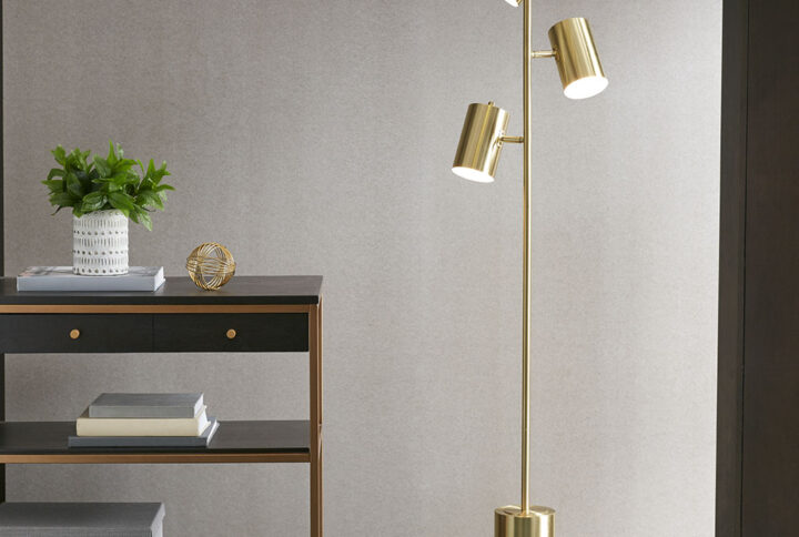 Alta 3-Light Metal Floor Lamp in Gold From INK+IVY