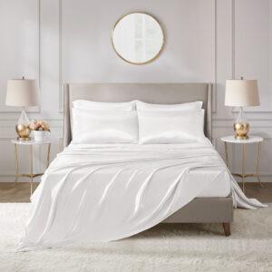 Satin Luxury 6 PC Sheet Set in White From Madison Park Essentials