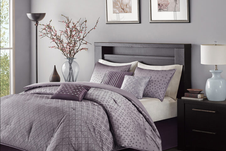 Biloxi 7 Piece Comforter Set in Purple From Madison Park