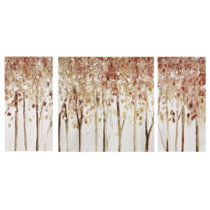 Autumn Forest Triptych 3-piece Textured Canvas Wall Art Set in Red From Madison Park