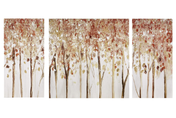 Autumn Forest Triptych 3-piece Textured Canvas Wall Art Set in Red From Madison Park