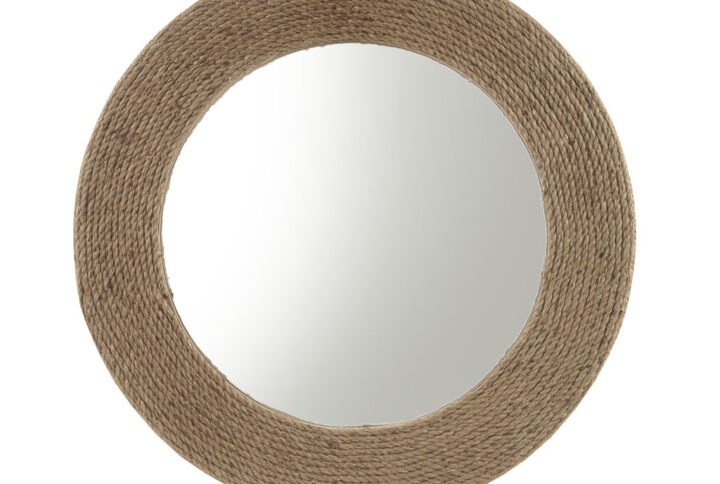 Cove Natural Jute Rope Round Wall Mirror 26" in Natural From Madison Park