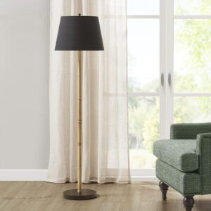 Nassau Metal Bamboo Floor Lamp 60"H in Black/Natural From Martha Stewart