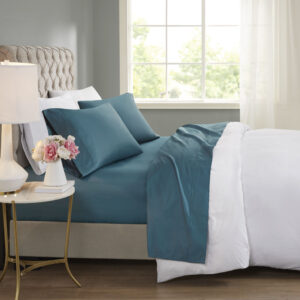 600 Thread Count Cooling Cotton Blend 4 PC Sheet Set in Teal From Beautyrest