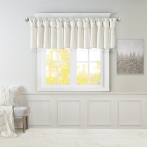 Emilia Lightweight Faux Silk Valance With Beads in White From Madison Park