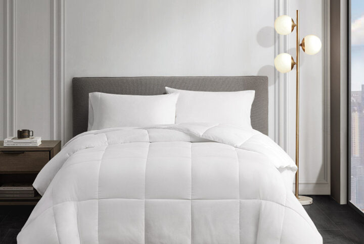 Year Round Warmth Cotton Down Alternative Featherless Comforter in White From Sleep Philosophy